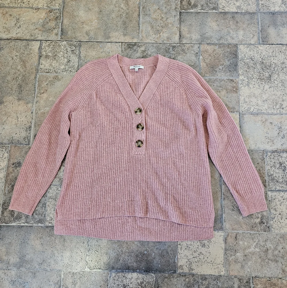 Madewell Lyle Henley V Neck Button Down Sweater Size Small